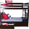 SOLID WOOD TWIN OVER TWIN BUNK BED IN ESPRESSO WITH STORAGE