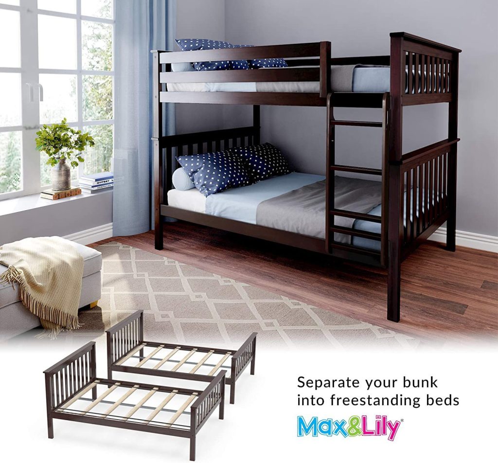 SOLID WOOD FULL OVER FULL BUNK BED IN ESPRESSO WITH TRUNDLE BED