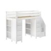 CHESTER WHITE / TWIN LOFT BED WITH STAIRS & STORAGE