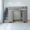 CHESTER GREY / TWIN LOFT BED WITH STAIRS & STORAGE
