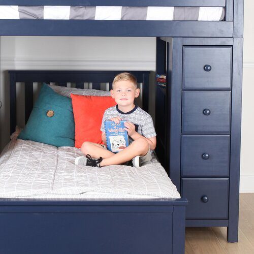 CHESTER 2 BLUE  / TWIN LOFT BUNK BED WITH STAIRS & STORAGE