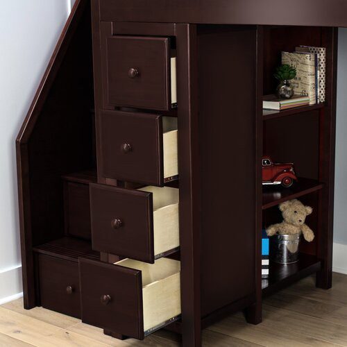 CHESTER 3 / TWIN LOFT BED WITH STAIRS,DESK & STORAGE ESPRESSO