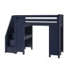 CHESTER 3 / TWIN LOFT BED WITH STAIRS, DESK & STORAGE BLUE
