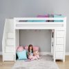 OXFORD WHITE / TWIN LOFT BED WITH STAIRS & STORAGE