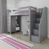 OXFORD GREY / TWIN LOFT BED WITH STAIRS & STORAGE