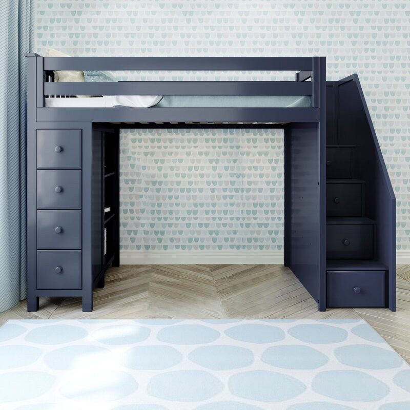 OXFORD  TWIN LOFT BED WITH STAIRS & STORAGE WHITE
