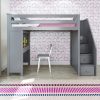 BRIGHTON GREY / TWIN LOFT BED WITH STAIRS & DESK