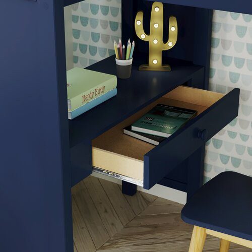 BRIGHTON BLUE / TWIN LOFT BED WITH STAIRS & DESK