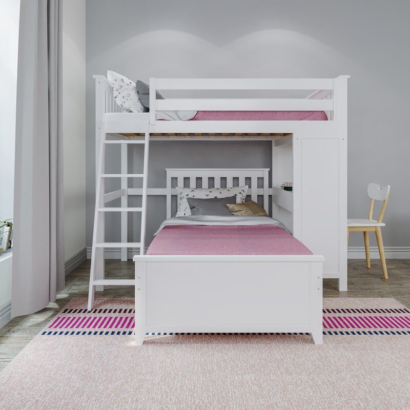 CANTERBURY 1/ TWIN OVER TWIN LOFT BED WITH DESK WHITE