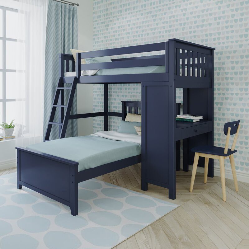 CANTERBURY 1/ TWIN OVER TWIN LOFT BED WITH DESK BLUE