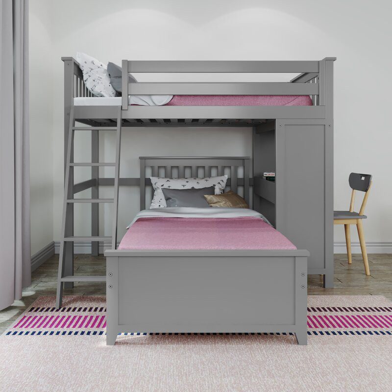 CANTERBURY 1/ TWIN OVER TWIN LOFT BED WITH DESK GREY