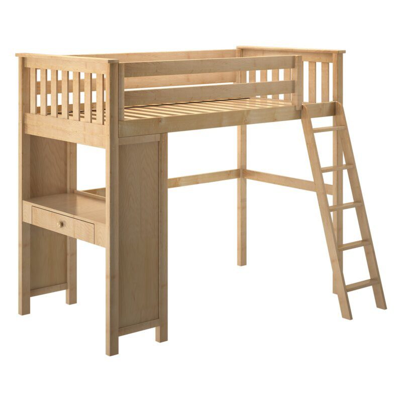 Canterbury-Natural- Twin Loft Bed - Desk - Solid Wood