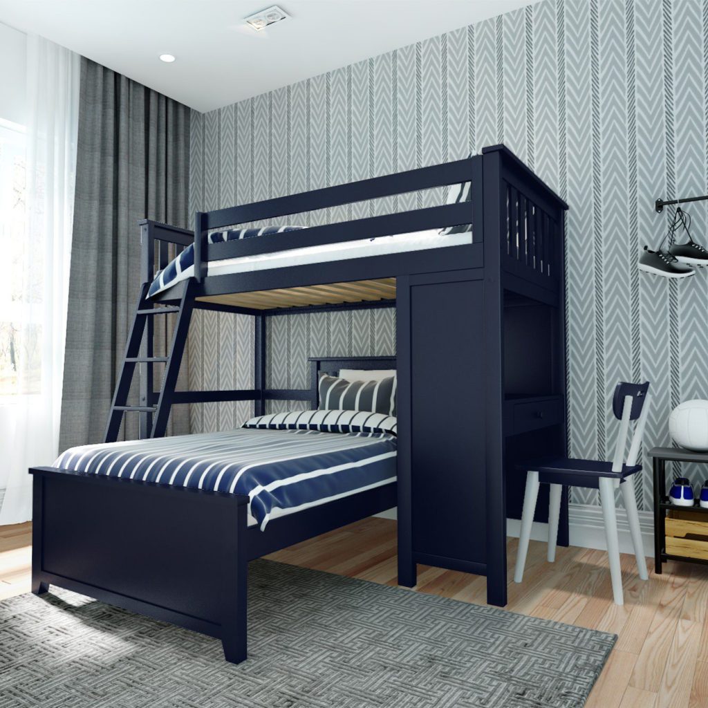 CANTERBURY 1/ TWIN OVER TWIN LOFT BED WITH DESK BLUE