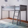 MAX & LILY SOLID WOOD LOW LOFT BED WITH LADDER IN GREY FINISH