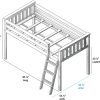 MAX & LILY SOLID WOOD LOW LOFT BED WITH LADDER IN GREY FINISH
