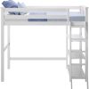 MAX & LILY SOLID WOOD TWIN SIZE HIGH LOFT BED WITH BOOKCASE IN WHITE FINISH