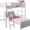 MAX & LILY SOLID WOOD TWIN OVER TWIN L SHAPE BUNK BED WITH BOOKCASE IN WHITE FINISH