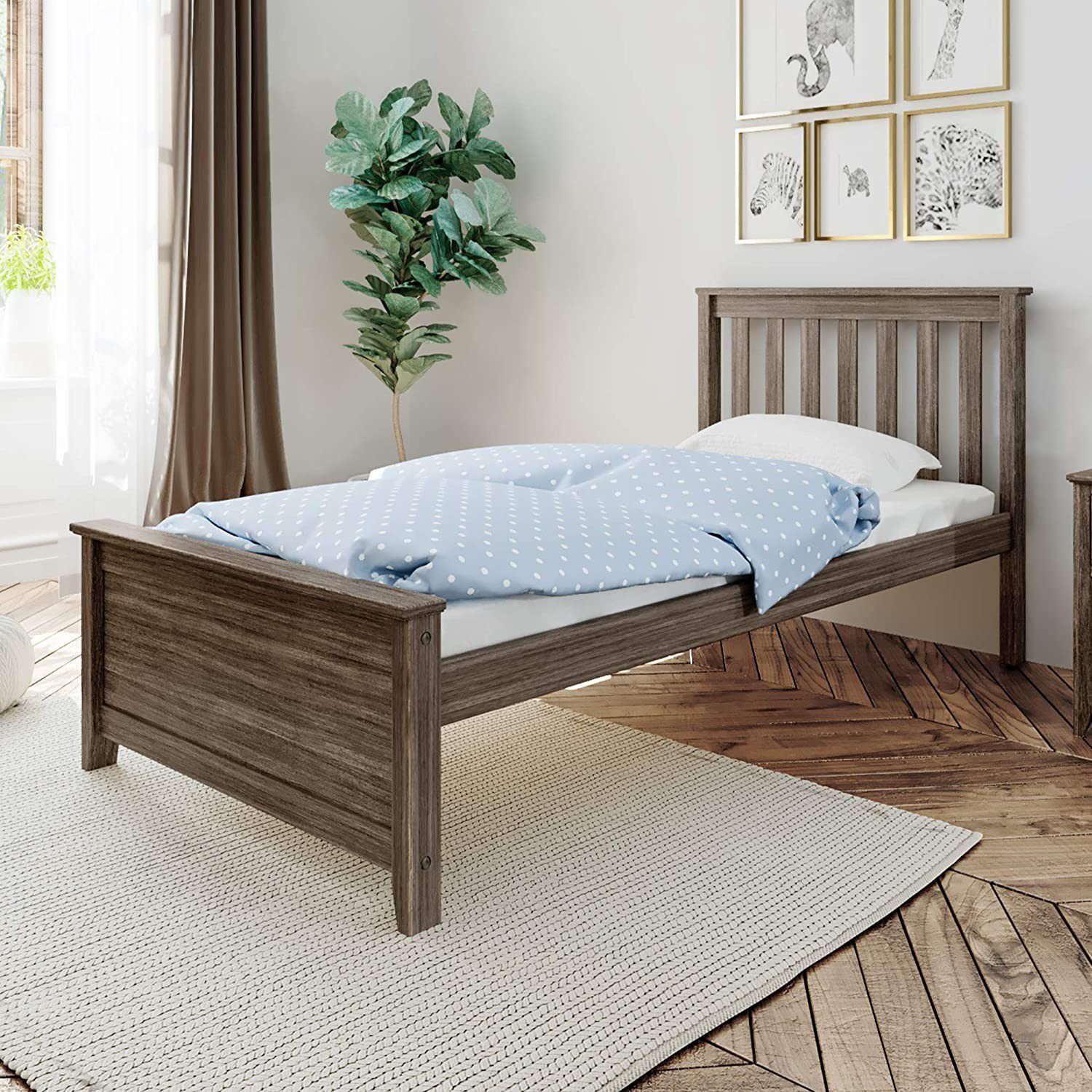 MAX & LILY SOLID WOOD TWIN SIZE PLATFORM BED IN CLAY FINISH