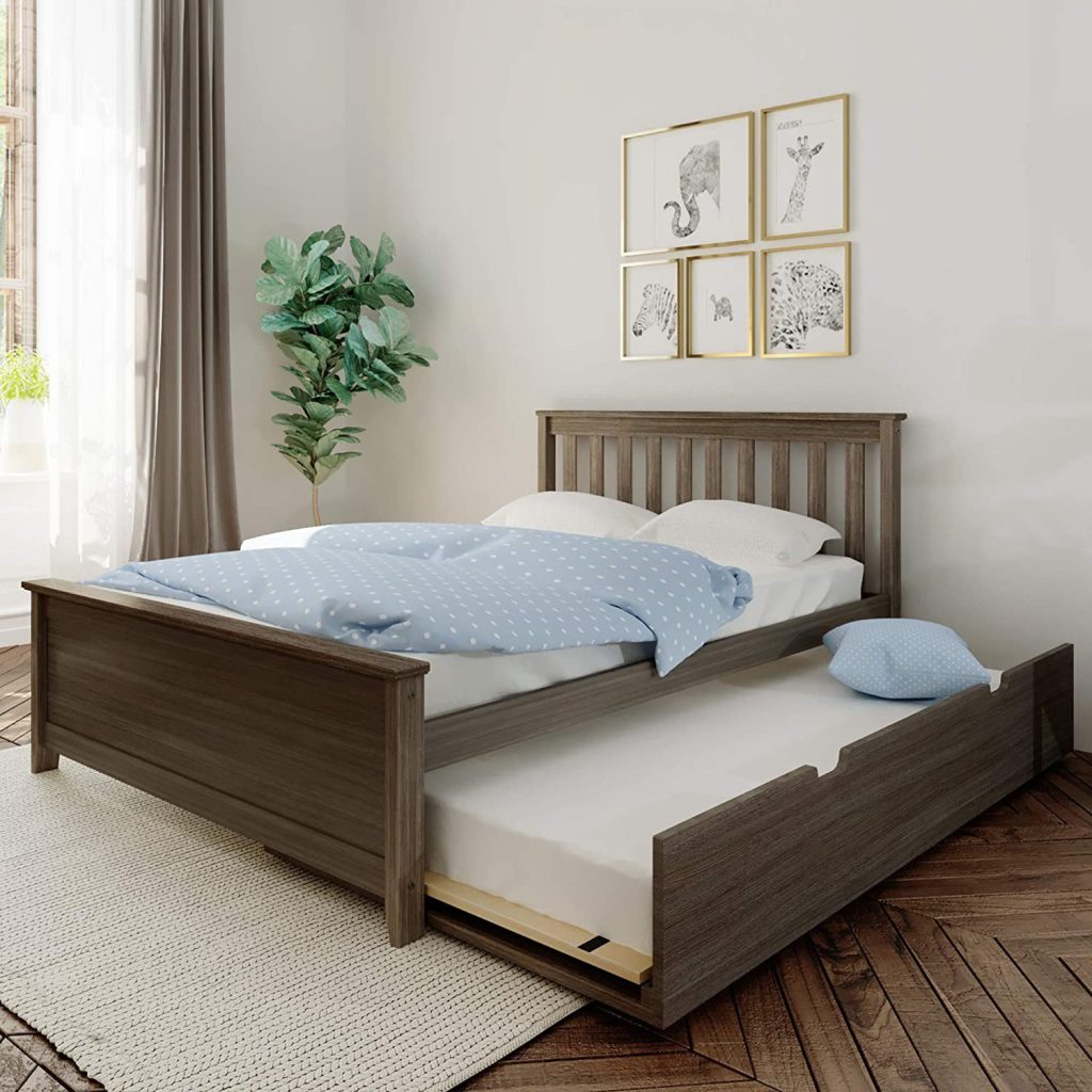 MAX & LILY SOLID WOOD FULL SIZE PLATFORM BED IN CLAY FINISH WITH TRUNDLE BED