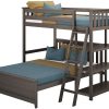 MAX & LILY SOLID WOOD TWIN OVER FULL L SHAPE BUNK BED WITH BOOKCASE IN CLAY FINISH