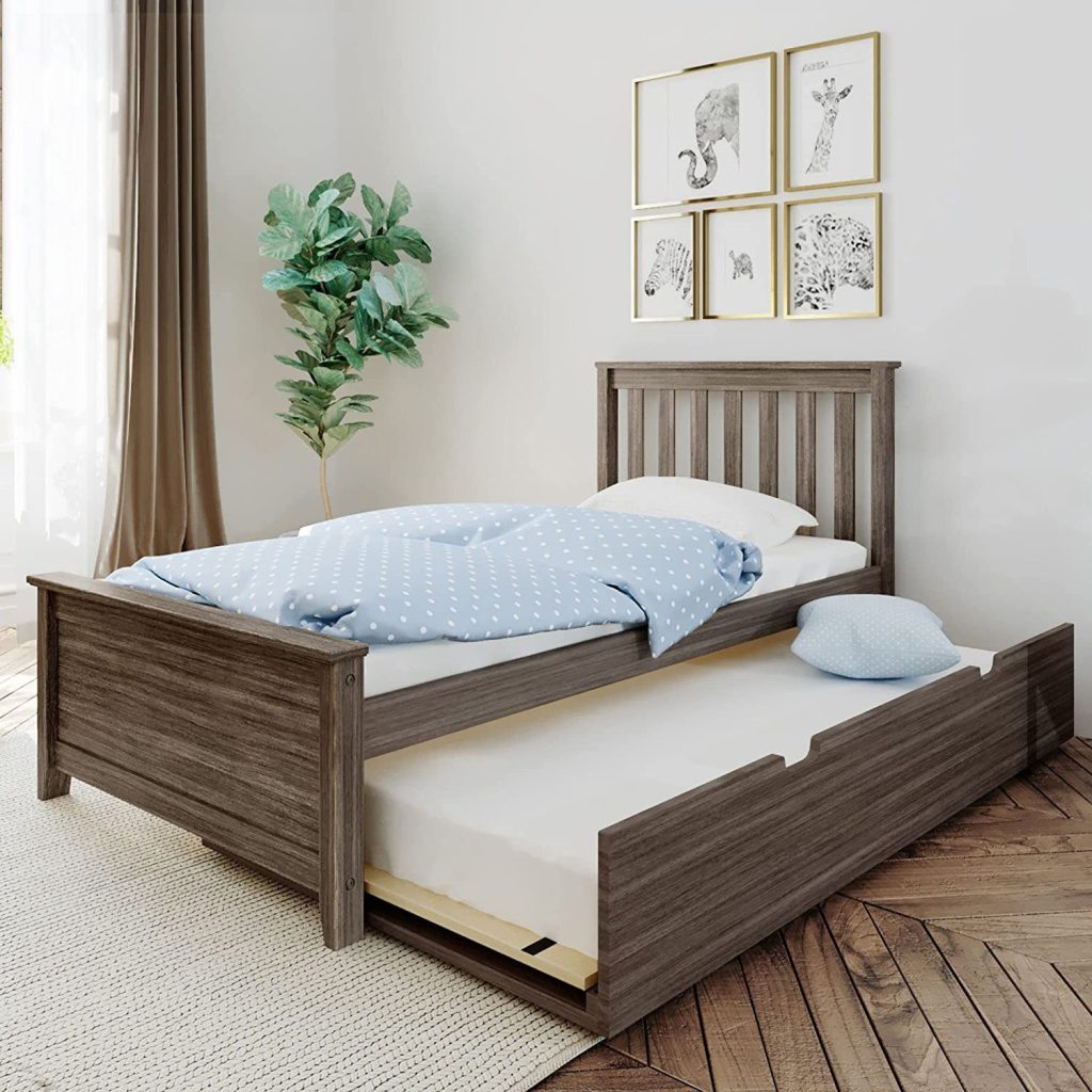 MAX & LILY SOLID WOOD TWIN SIZE  PLATFORM BED IN CLAY FINISH WITH TRUNDLE BED