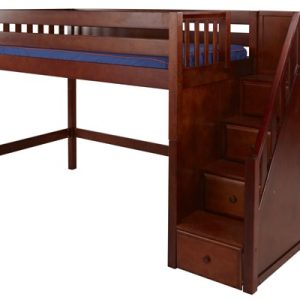GALANT /  TWIN SIZE MID LOFT BED WITH STAIRS