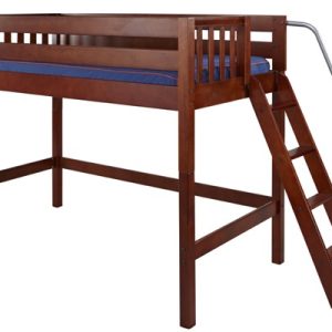 PACK / TWIN SIZE MID LOFT BED WITH ANGLE LADDER