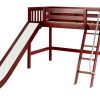 SWEET / TWIN SIZE - MID LOFT BED WITH ANGLE LADDER & SLIDE