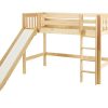 AWESOME  / TWIN SIZE MID LOFT BED STRAIGHT LADDER & SLIDE