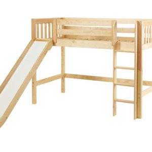 AWESOME  / TWIN SIZE MID LOFT BED STRAIGHT LADDER & SLIDE