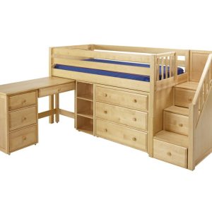 GREAT2L /  LOW LOFT BED WITH STAIRs - STORAGE & DESK  / TWIN