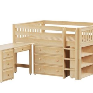 LARGE2L / LOW LOFT BED WITH STORAGE & DESK  / DOUBLE