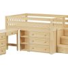 PERFECT2L / LOW LOFT BED WITH STAIRS - STORAGE & DESK / DOUBLE