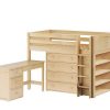 BLING23L  / MID LOFT BED WITH STORAGE & DESK  / TWIN