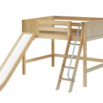 HONEY / FULL SIZE MID LOFT BED WITH ANGLE LADDER & SLIDE