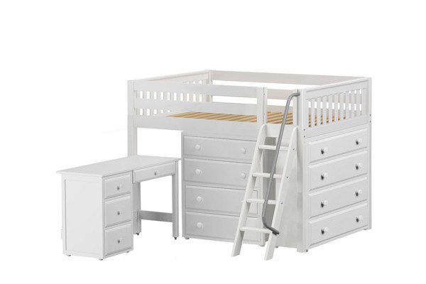 KATCHING21L  /MID LOFT BED WITH STORAGE & DESK  / TWIN