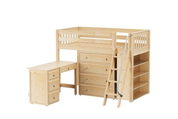 KATCHING23L /  MID LOFT BED WITH STORAGE & DESK  / TWIN