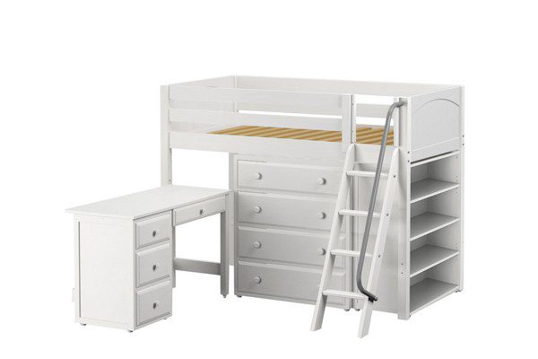 KATCHING23L /  MID LOFT BED WITH STORAGE & DESK  / TWIN
