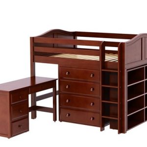 KING23L/ MID LOFT BED WITH STORAGE & DESK  / DOUBLE
