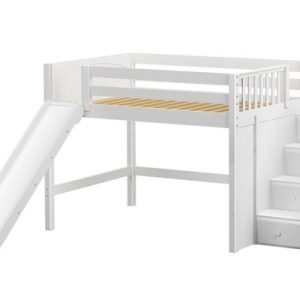 FINE / FULL SIZE MID LOFT BED WITH STAIRS & SLIDE