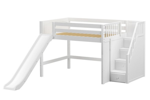 FINE / FULL SIZE MID LOFT BED WITH STAIRS & SLIDE