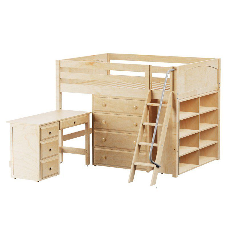 KONG23L / MID LOFT BED WITH STORAGE & DESK / DOUBLE