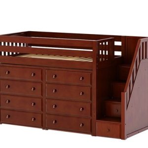 GALANT3 / MID LOFT BED WITH STAIRS & STORAGE / TWIN
