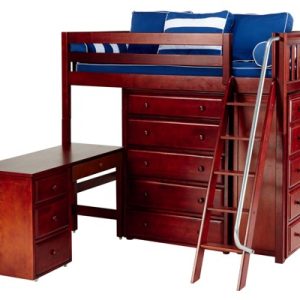 EMPEROR21L / HIGH LOFT BED WITH DESK & STORAGE / TWIN