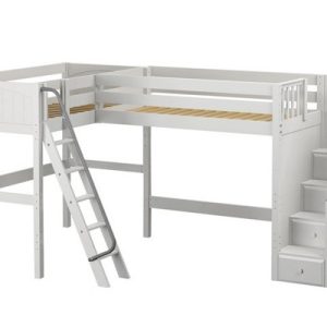 PENTHOUSE / TWIN SIZE HIGH CORNER LOFT BED  WITH LADDER & STAIRS