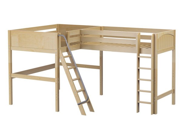SUMMIT / TWIN + FULL HIGH CORNER LOFT BED WITH LADDERS