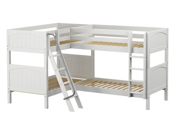 QUATTRO / HIGH CORNER LOFT BUNK WITH LADDERS / 4 TWIN BEDS