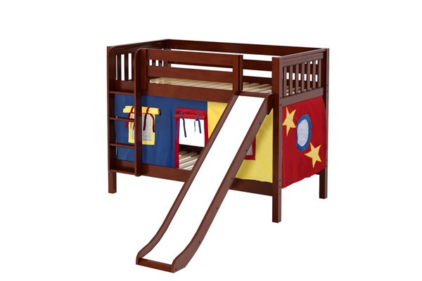 SMILE29 / TWIN OVER TWIN BUNK BED W/ LADDER - SLIDE & TENT