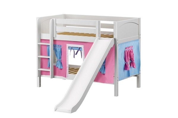SMILE28 / TWIN OVER TWIN BUNK BED W/ LADDER - SLIDE & TENT