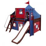 WOW21 / TWIN SIZE CASTLE LOFT BED WITH SLIDE & TENT